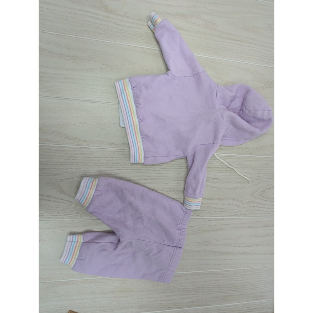 Sears USA made Acrylic newborn baby girl vintage purple hoodie sweatpants set - Picture 6 of 9